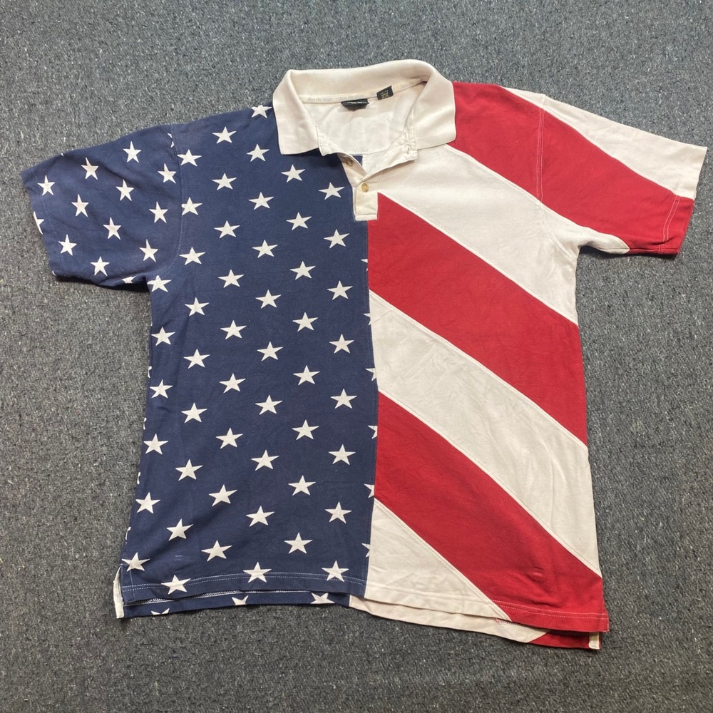 RedHead American Flag Polo Sz XL Mens Red White Blue Patriotic Stars and Stripes